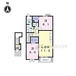メゾン城ノ下B 2LDKの間取図画像