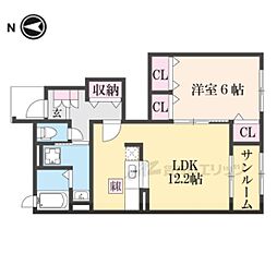 ボヌールA 1LDKの間取図画像