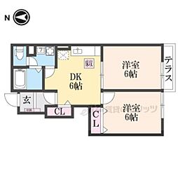 メゾン・フォレストA棟 2DKの間取図画像