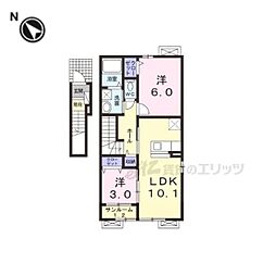 ルシェリアコリーナ 2LDKの間取図画像