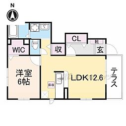 カルムジェルメ 1LDKの間取図画像