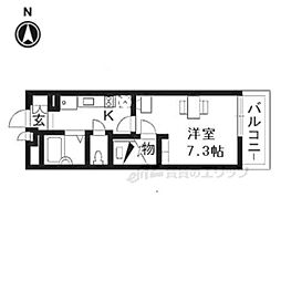 レオパレスM'sCourt南丹 1Kの間取図画像