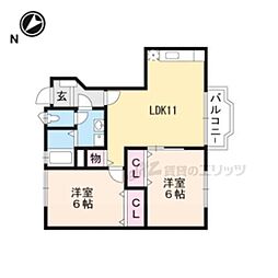 フロレスタ3 2LDKの間取図画像