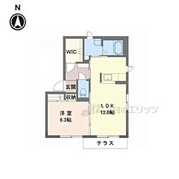 シャーメゾン楽音寺B 1LDKの間取図画像