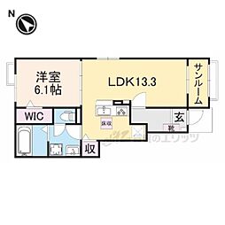 メゾンパーク枚田岡A棟 1LDKの間取図画像