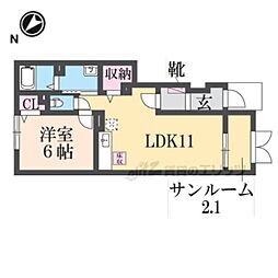 オーベルジュ 1LDKの間取図画像