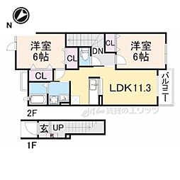サンハイツ福知山1 2LDKの間取図画像