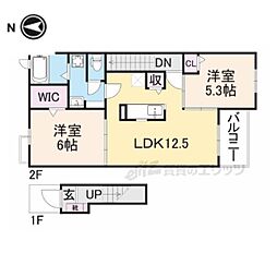 ボヌールメゾンささやま 2LDKの間取図画像