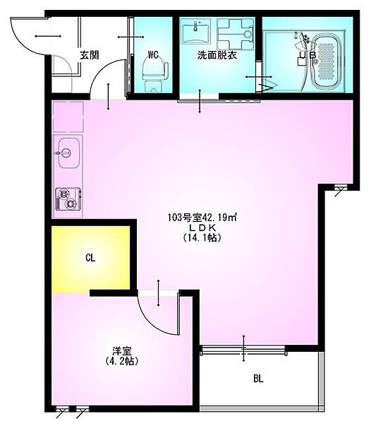 REGALEST上本郷 ｜千葉県松戸市南花島3丁目(賃貸アパート1LDK・1階・42.19㎡)の写真 その3