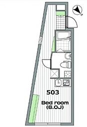 都営三田線 白山駅 徒歩5分の賃貸マンション 5階ワンルームの間取り