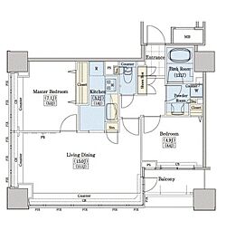 レジディアタワー上池袋タワーサイド 2LDKの間取図画像