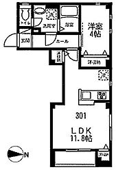 ヘリテージ椎名町A ワンルームの間取図画像