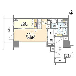 ブリリアタワー池袋West 1LDKの間取図画像