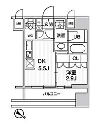 nidoSUGAMO 1DKの間取図画像