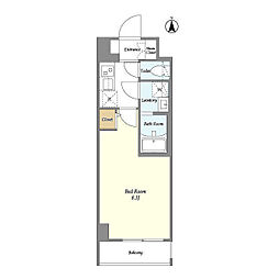 S-RESIDENCE王子east 1Kの間取図画像