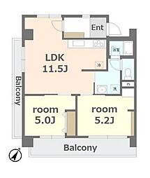 ローヤルハイツのざわ 2LDKの間取図画像