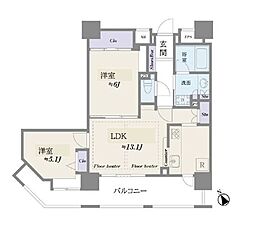 ヴィルヌーブタワー駒沢 2LDKの間取図画像