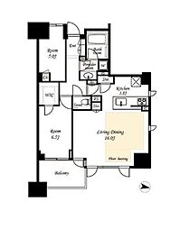 シティタワー駒沢大学ステーションコートレジデンス棟 2LDKの間取図画像
