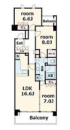 深沢ハウスE棟 3LDKの間取図画像