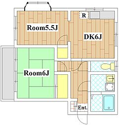 SKリバティーハウス 2DKの間取図画像