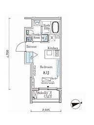カーサスプレンディッド麻布十番 ワンルームの間取図画像