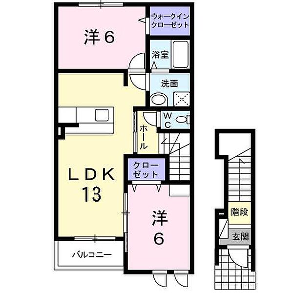 兵庫県姫路市岡田(賃貸アパート2LDK・2階・58.95㎡)の写真 その2