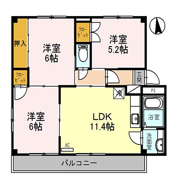 兵庫県たつの市龍野町末政(賃貸マンション3LDK・2階・61.15㎡)の写真 その2