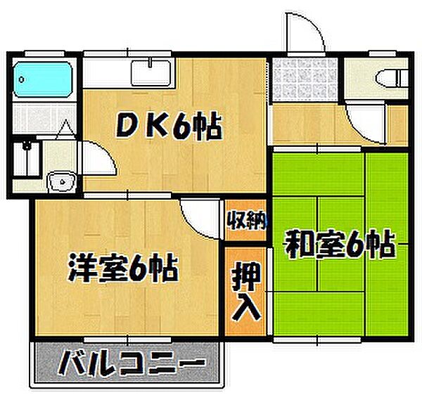 兵庫県明石市松江(賃貸アパート2DK・1階・45.00㎡)の写真 その2