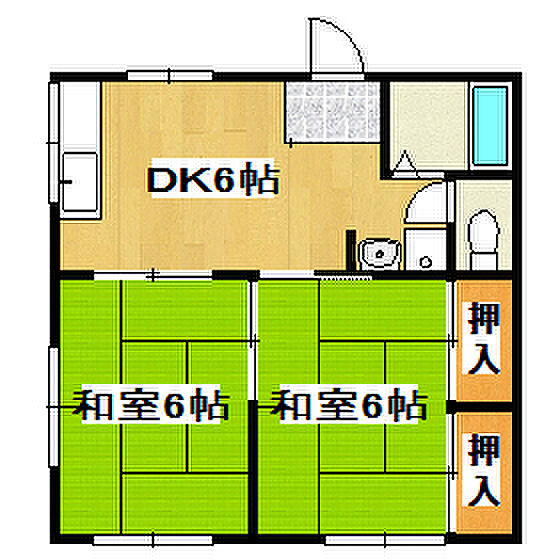 兵庫県明石市魚住町錦が丘4丁目(賃貸アパート2DK・1階・48.00㎡)の写真 その2