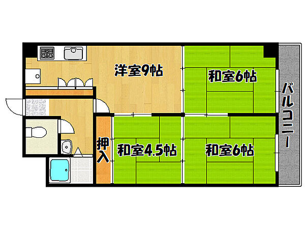 兵庫県明石市東野町(賃貸マンション3DK・2階・45.67㎡)の写真 その2