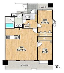 サントーア薬院 2LDKの間取図画像