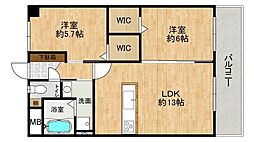 アムール和白3 2LDKの間取図画像