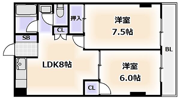 大阪府大阪市天王寺区北河堀町(賃貸マンション2LDK・2階・50.00㎡)の写真 その2