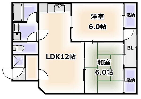 大阪府大阪市天王寺区大道4丁目(賃貸マンション2LDK・5階・48.00㎡)の写真 その2