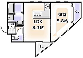 大阪府大阪市東住吉区田辺1丁目（賃貸マンション1LDK・5階・35.64㎡） その2