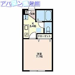 ベルテ米山 1Kの間取図画像