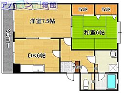 フレール江南A 2DKの間取図画像