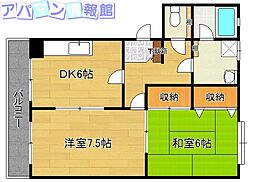 フレール江南A 2DKの間取図画像