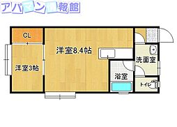 クレセントヨコイ2 1DKの間取図画像