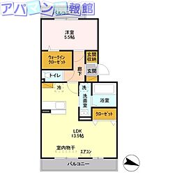 フェイバリッチ新和B 1LDKの間取図画像
