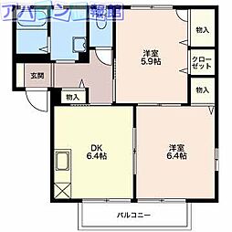 シャーメゾン・ランブルE 2DKの間取図画像