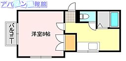キューダス 1Kの間取図画像