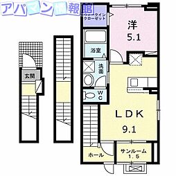 グリーンピアA 1LDKの間取図画像