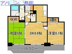 アクシス駅南ウエスト 2LKの間取図画像