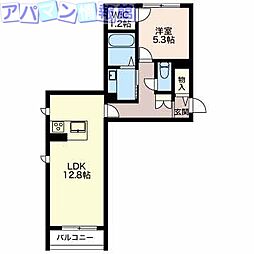 ウェルデンス上所島壱番館 1LDKの間取図画像