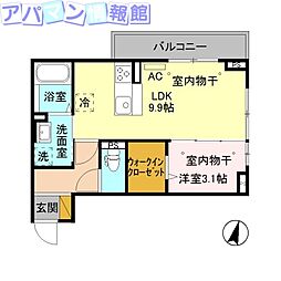 メゾンラフィーネ2 1LDKの間取図画像