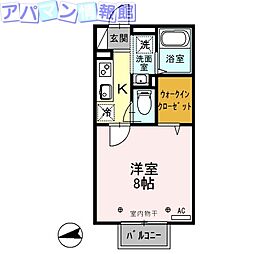 パルティーレ 1Kの間取図画像
