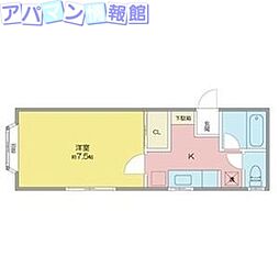 旭ハウス上所2 1Kの間取図画像
