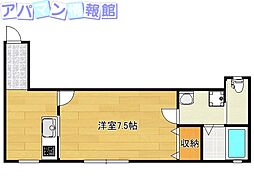 グリーンヒルズ笹口3 1Kの間取図画像