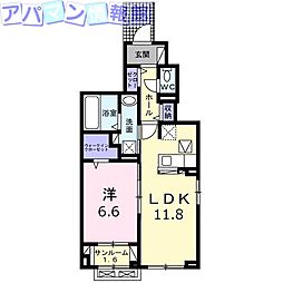 ナリワリ ハッタ 1LDKの間取図画像